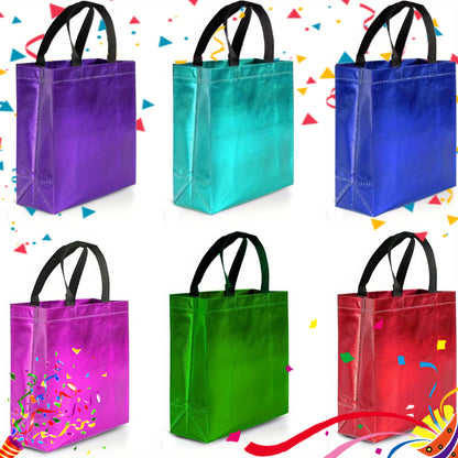 12pcs Hot Mixed Colors Gift Bags Shiny Pink Reusable Gift Bags with A Glossy Finish - Perfect As Pink Goodie Bags Birthday Bags Party Favor Bags Pink Golden Red Purplish Red Purple Blue Green White PeaRooster Blue Light Green Black