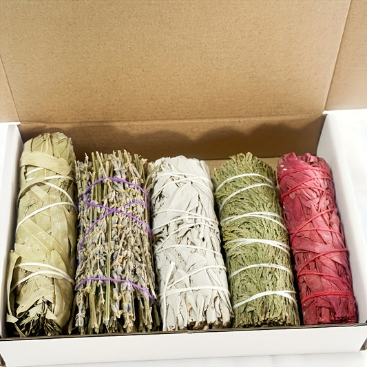 5 Different Cleaning Sets, Including White Sage, Cedarwood, Dragon's Blood Sage, Eucalyptus Leaves And Lavender Incense Sticks, Gift Sets, Home Decoration, Party Decoration for Cleaning The House And Meditation, to Meet Different Needs