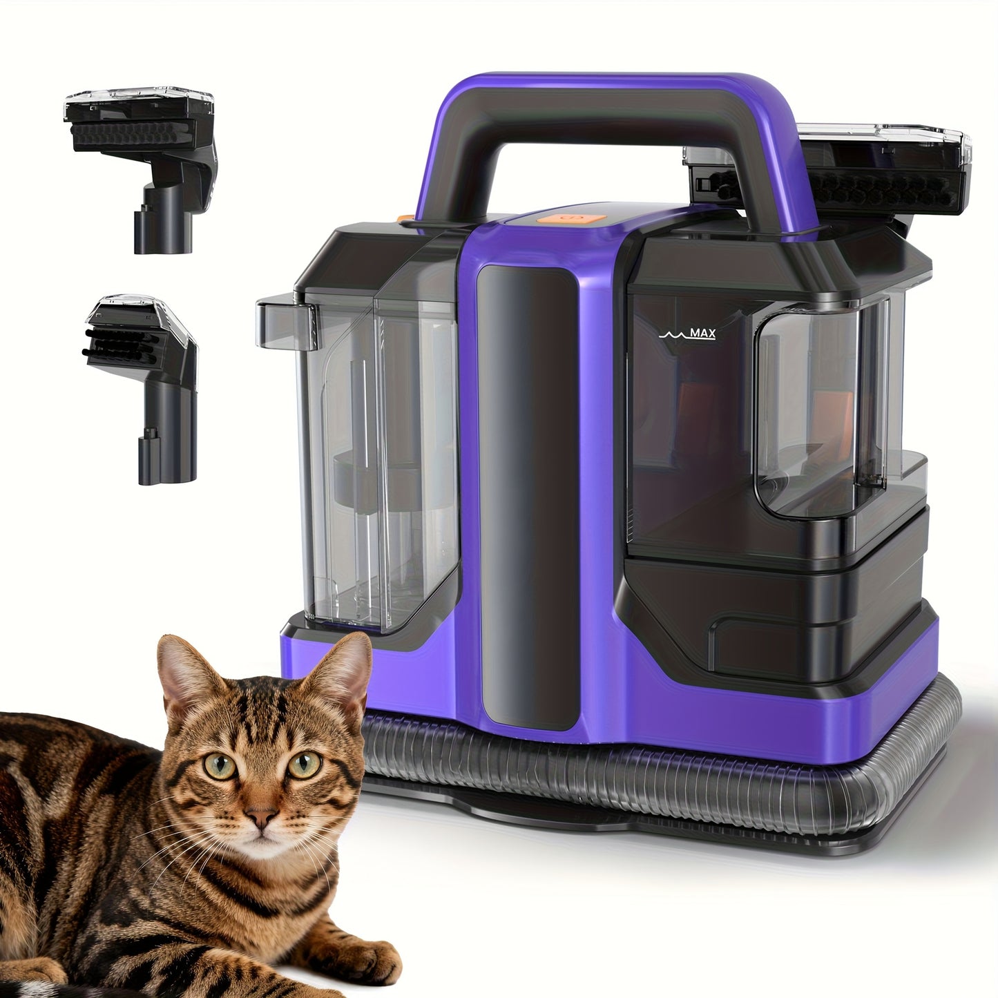 New Portable Carpet And Upholstery Cleaner With Two Brushes And Remover Formula Spot, Power Suction, Equipped With Multifunctional Tools, Stain Deep Cleaner For Pets, Stairs, Sofa Carpets, Upholstery, Car Seats