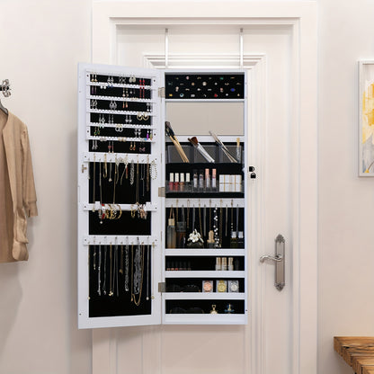 Full Length Mirror Jewelry Armoire Jewelry Cabinet - 2-in-1 Organizer For Makeup And Jewelry Lockable Storage Over The Door Mirror With Jewelry Storage Baskets, Bins & Containers