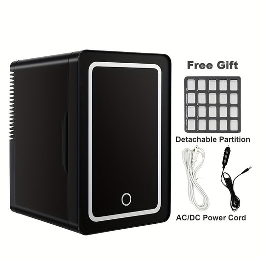 Mini Fridge 1.59 Gal 9-Can - AC/DC Portable Cooler & Heater, Silent Thermoelectric Refrigerator for Skincare, Drinks & Cosmetics, Bedroom, Office, Dorm, Desk, Car & Travel