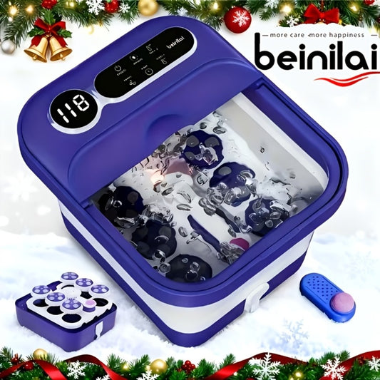 Foot Spa Bath Massager with Heat and Bubbles – Foldable Electric Foot Soak Tub with Automatic Heating, Bubble Massage, Relaxation Therapy for Home Use