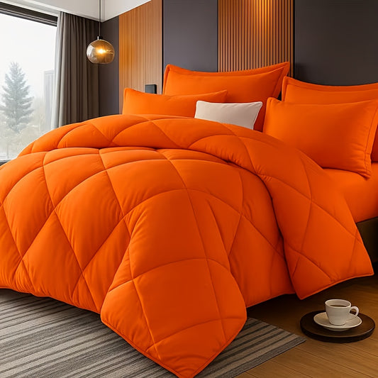 2/3pcs Simple & Luxury Rhombus Grid Oversized Bed Set. Soft, Lightweight And Breathable, Easy To Care For, Suitable For All Seasons. Includes 1 Comforter And 1/2 Pillowcases, Available In Multiple Colors, One Specification Is In Random Color.
