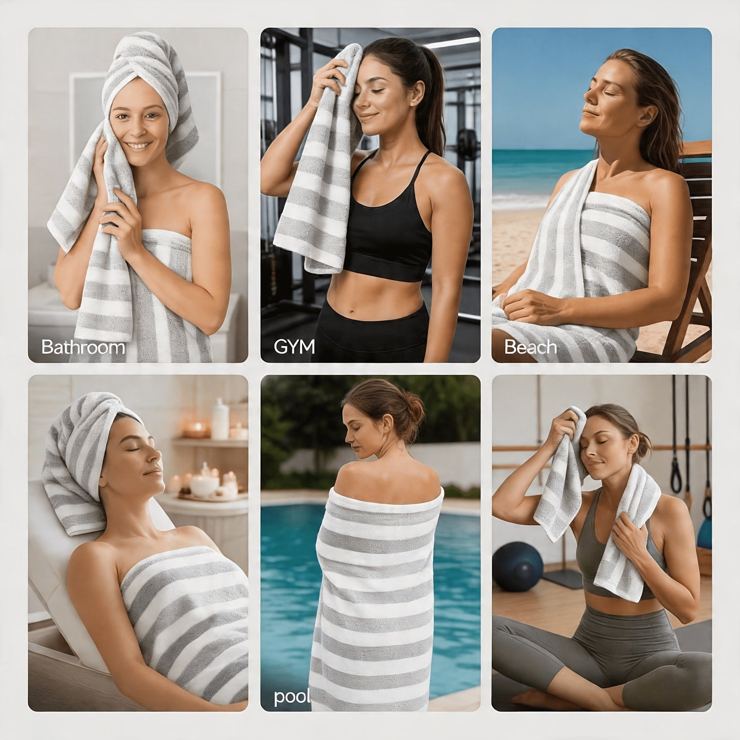 1/4pcs Striped Bath Towel Set, Beach Towel Bath Towel, Absorbent & Quick-drying Showering Towel, Super Soft & Skin-friendly Bathing Towel, For Home Bathroom, Ideal Bathroom Supplies Family Essentials.70x140cm/27.6x55.1 Inch.