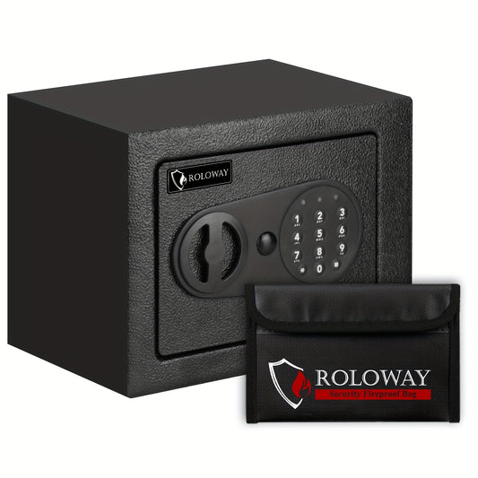 Safe Box with Keys Fireproof Bag Included Heat Resistant Secure Home Office Storage Lock Box for Cash Documents Valuables Jewelry Christmas Gift Black
