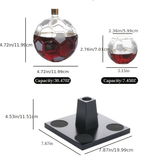 Football Shaped Whiskey Decanter Set with 4 Cups 30oz - Unique Birthday Gift for Men, Dad Gift, Valentine's Day Gift, Home Bar Decor, Christmas Gift