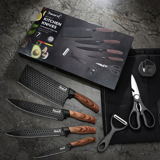 Professional Kitchen Knife Set, High Carbon Stainless Steel Ultra-Sharp Chef Knife Combination, Chef Knife And Slicing Knife, Optional Scraper Scissors And Whetstone, Suitable for Family Travel, Gift Box, with Anti-Stick Ergonomic PP Handle