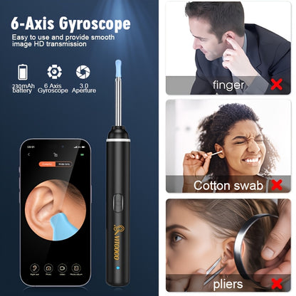 Wireless Ear Camera Ear Wax Removal Kit 1080P HD 6-LED – App-Controlled Visual Ear Cleaner for Adults and Pets, Compatible with All Smartphones, Multiple Cleaning Heads, Portable Ear Scoop Tool