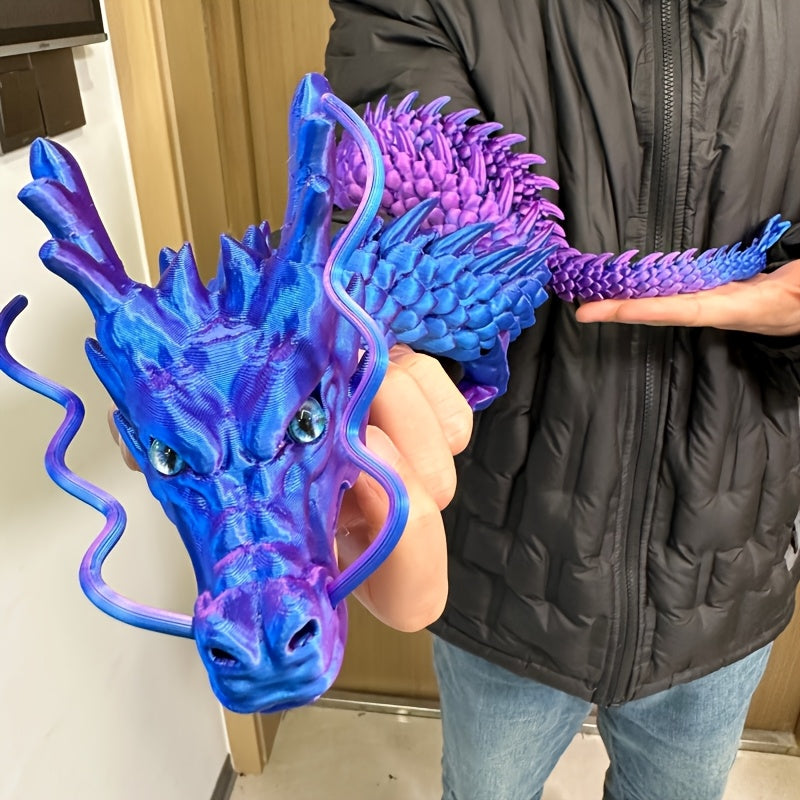 35.4" Giant Poseable 3D Printed Chinese Dragon Collectible Figurines | Articulated Joints Fantasy Decor, Flexible Desk Sculpture for Home/ Office/ Car Decor | Unique Mother's Day & Father's Day Gifts for Mom Dad, Perfect for Collectors from US Stock