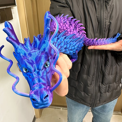 35.4" Giant Poseable 3D Printed Chinese Dragon Collectible Figurines | Articulated Joints Fantasy Decor, Flexible Desk Sculpture for Home/ Office/ Car Decor | Unique Mother's Day & Father's Day Gifts for Mom Dad, Perfect for Collectors from US Stock