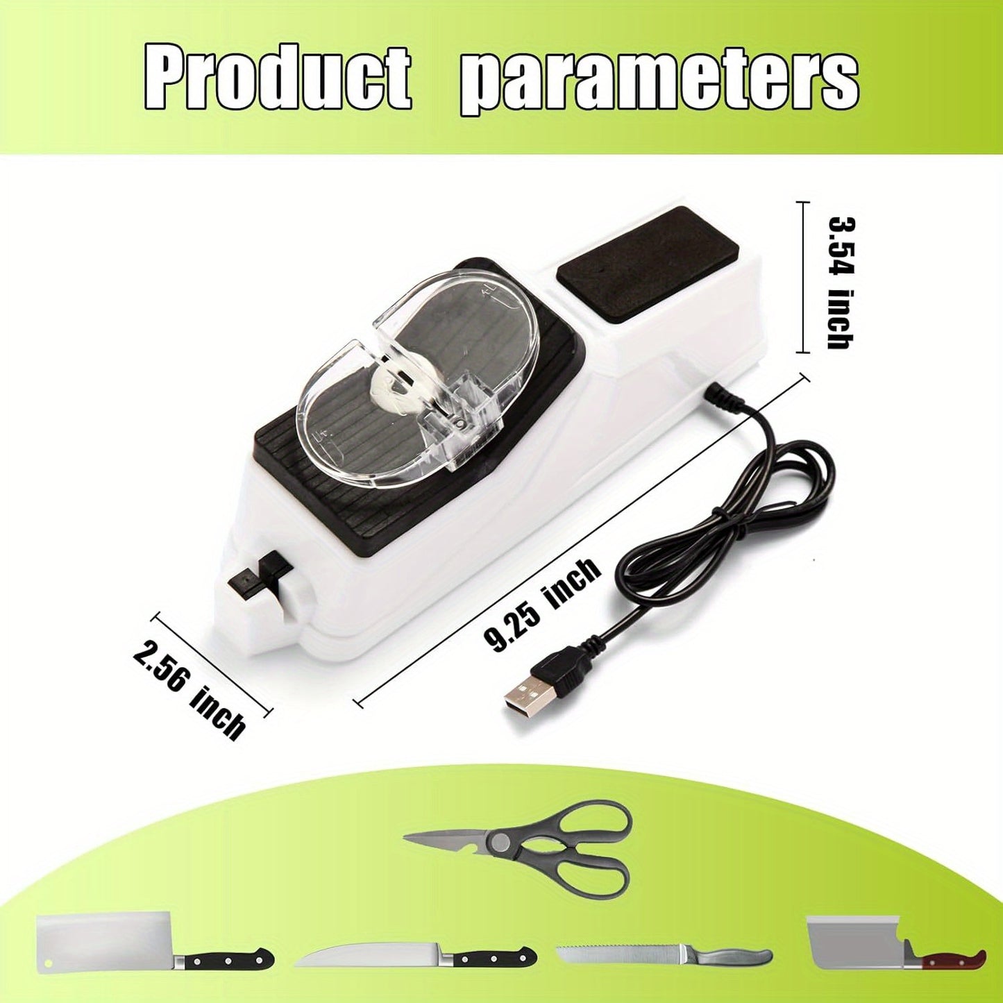 Electric Knife Sharpener with 5 Double-Sided Stones - USB Powered Professional Kitchen Knife Sharpener for Quick Sharpening & Polishing with Protective Cover