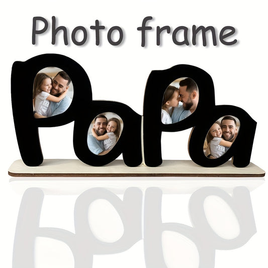 1pc "PaPa" Wooden Photo Frame - Circular Classic Design, Horizontal Desktop Display, Durable Wood Material, Sentimental Gift for Dad, Husband, Grandfather - Home Decor & Birthday Present