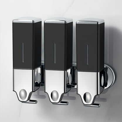 Shampoo, Shower Gel and Conditioner Dispenser Drill Free with Adhesive.No-Drill 3pcs 16.91oz Wall Mounted soap Dispenser for Bathroom and Kitchen.
