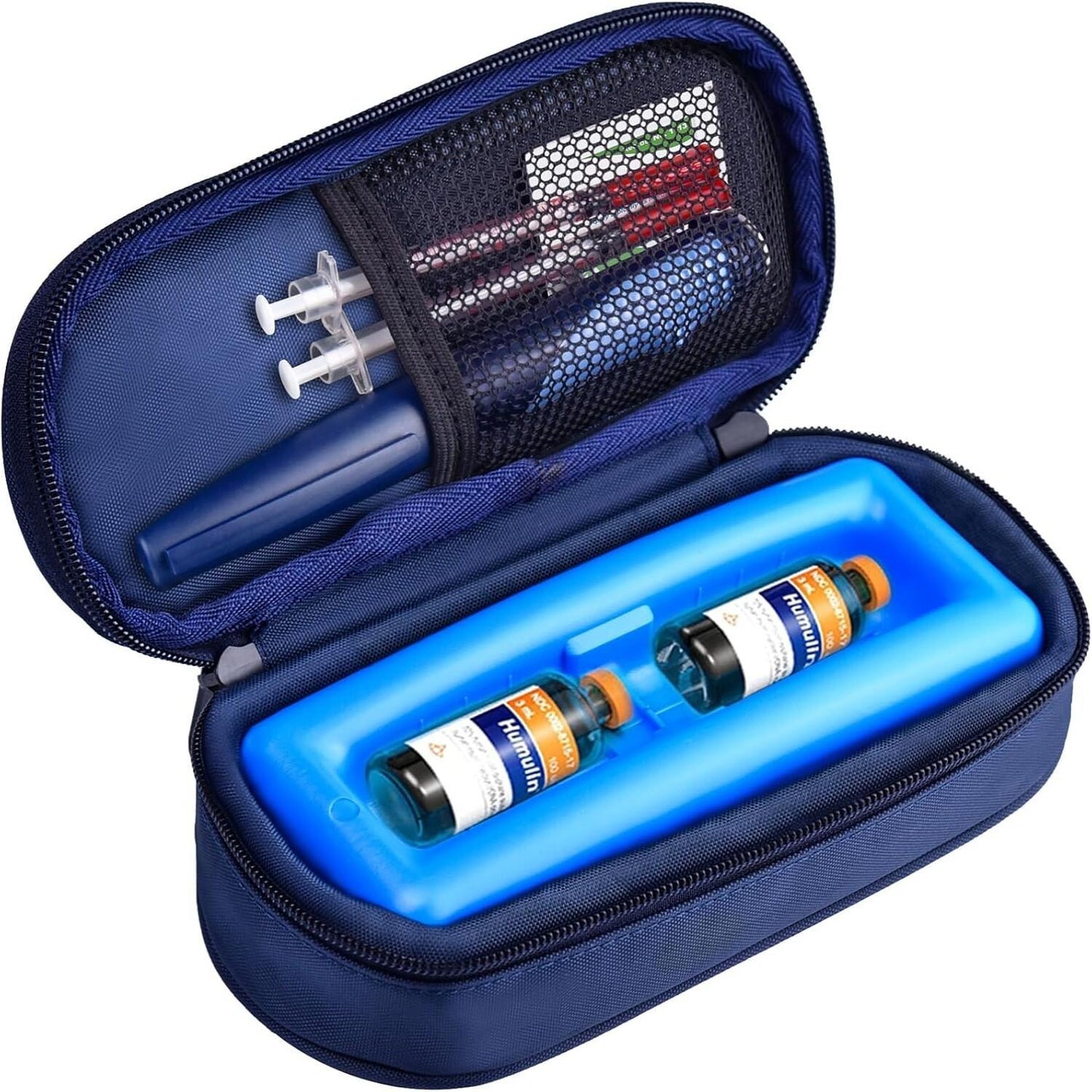 Travel Case for Insulin Vials, Insulated Bag for Diabetes Supplies to Maintain Cool Temperatures, Compact Kit for Storing Small Diabetic Bottles, Portable Mini Pack Featuring a Protective Ice Brick