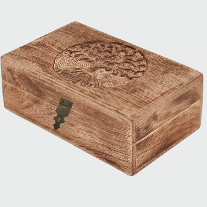 Handcrafted Wood Jewelry Box Tree of Life Carved Keepsake Storage Box