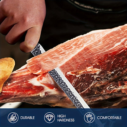 12 Inch Hand Forged Slicing Knife For Meats, Ribs, Roasts - Brisket Carving Knife For BBQ And Christmas Gifts