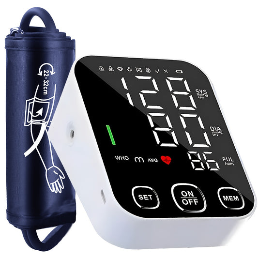 Blood Pressure Monitor Automatic Upper Arm – Large Cuff, 4.5" Backlit Screen, 2×99 Memory, Voice Broadcast, One-Touch BP Machine for Home Use