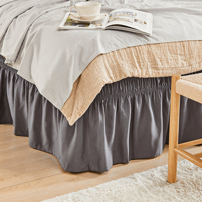 NICELEAF Elastic Bed Ruffle, Easy Wrap Around Ruffle, Microfiber Bed Skirt With Adjustable Elastic Belt 15 Inch Tailored Drop, Hotel Quality Bedskirt, Fade Resistant, Easy Fit, Machine Washable