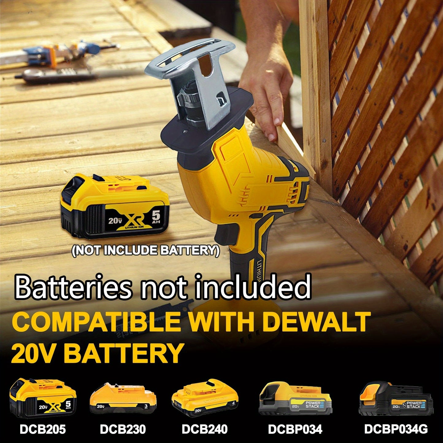 Cordless Reciprocating Saw for Dewalt 20V Battery, Brushless Power Reciprocating Saw, 0-3500SPM Variable Speed, Tool Free Blade Replacement, 4pcs Saw Blade, Used for Wood/metal/PVC Cutting, (battery Not Included)