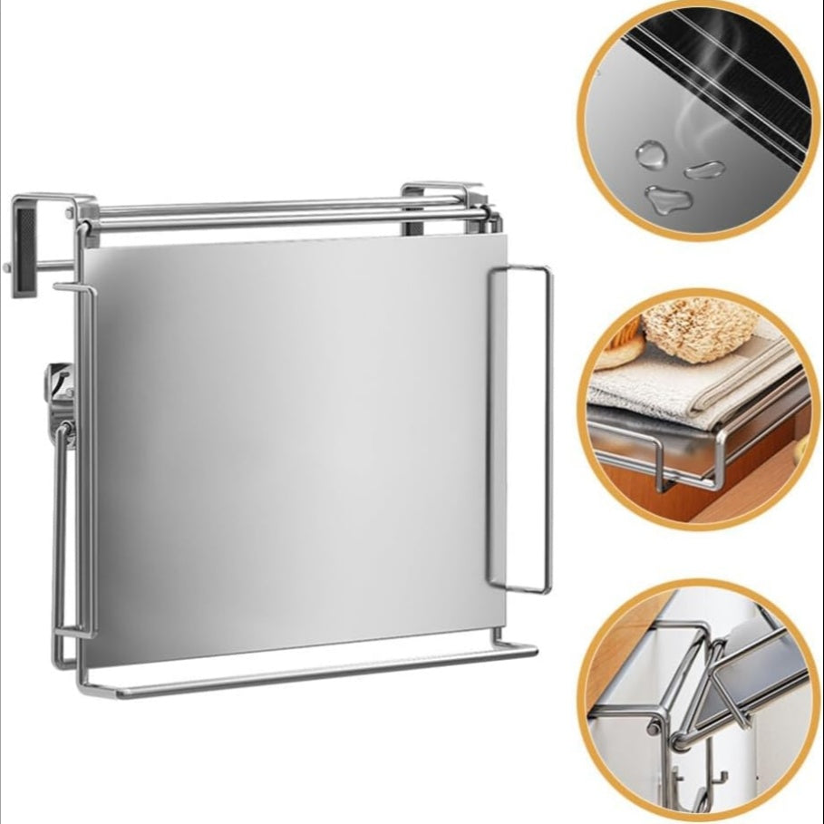 Foldable Stainless Steel Kitchen Storage Rack – Cabinet Door Organizer & Countertop Shelf for Kitchen, Bathroom & Pantry | Space-Saving Multi-Use Hanging Rack