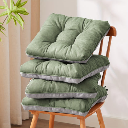 New Year Memory Foam Chair Cushions Set Of 4, Kitchen Chair Cushions with Non-Slip Backing, Seat Cushions for Kitchen Chairs, Indoor Chair Pads with Ties 500gsm