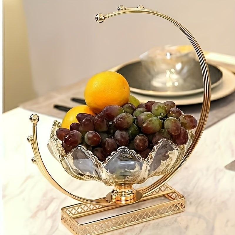 Modern Glass MoonFruit Plate - Elegant Light Luxury Fruit Bowl | Creative Minimalist Home Decor, European-Style Serving Tray for Living Room, Dining & Kitchen, Centerpiece, for Party(Thanksgiving Day | Christmas | New Year)