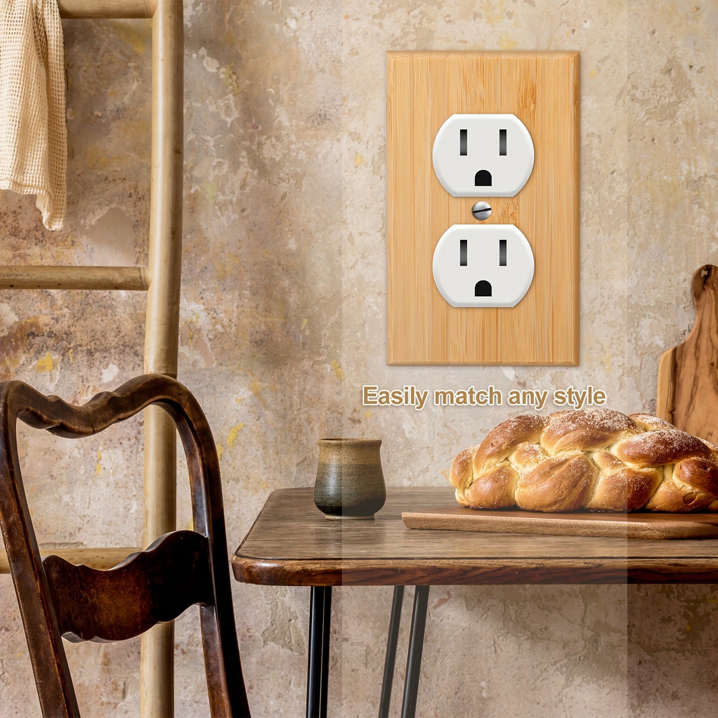 Set of 10 Solid Wood Light Switch Panel Socket Covers Measuring 4.5 X 2.76 Inches, Featuring Bamboo Wood Trim Suitable for Bedrooms, Kitchens, And Homes (For Double Hole Sockets)
