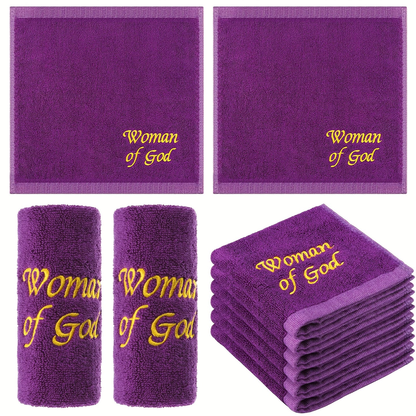 6pcs Pastor Towels For Men Pastor Hand Towels Woman Of God Handkerchiefs Church Clergy Handkerchief (Purple, Wash Cloths