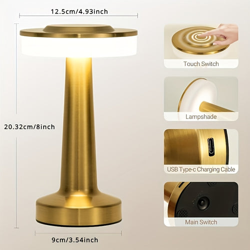 Table Lamp with Touch Sensor Rechargeable Battery Powered Table Lamp 3 Colors Dimmable Small Portable Bedside Lamp for Bedroom Nightstand Lamp