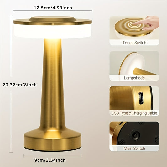 Table Lamp with Touch Sensor Rechargeable Battery Powered Table Lamp 3 Colors Dimmable Small Portable Bedside Lamp for Bedroom Nightstand Lamp