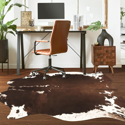 Imitation Cowhide Rug, 6.2 X 5.2 Feet, Animal Print Rug, Suitable for Bedroom Living Room, Western Style Decoration Dining Room Office Rug, Animal Skin Rug, Brown