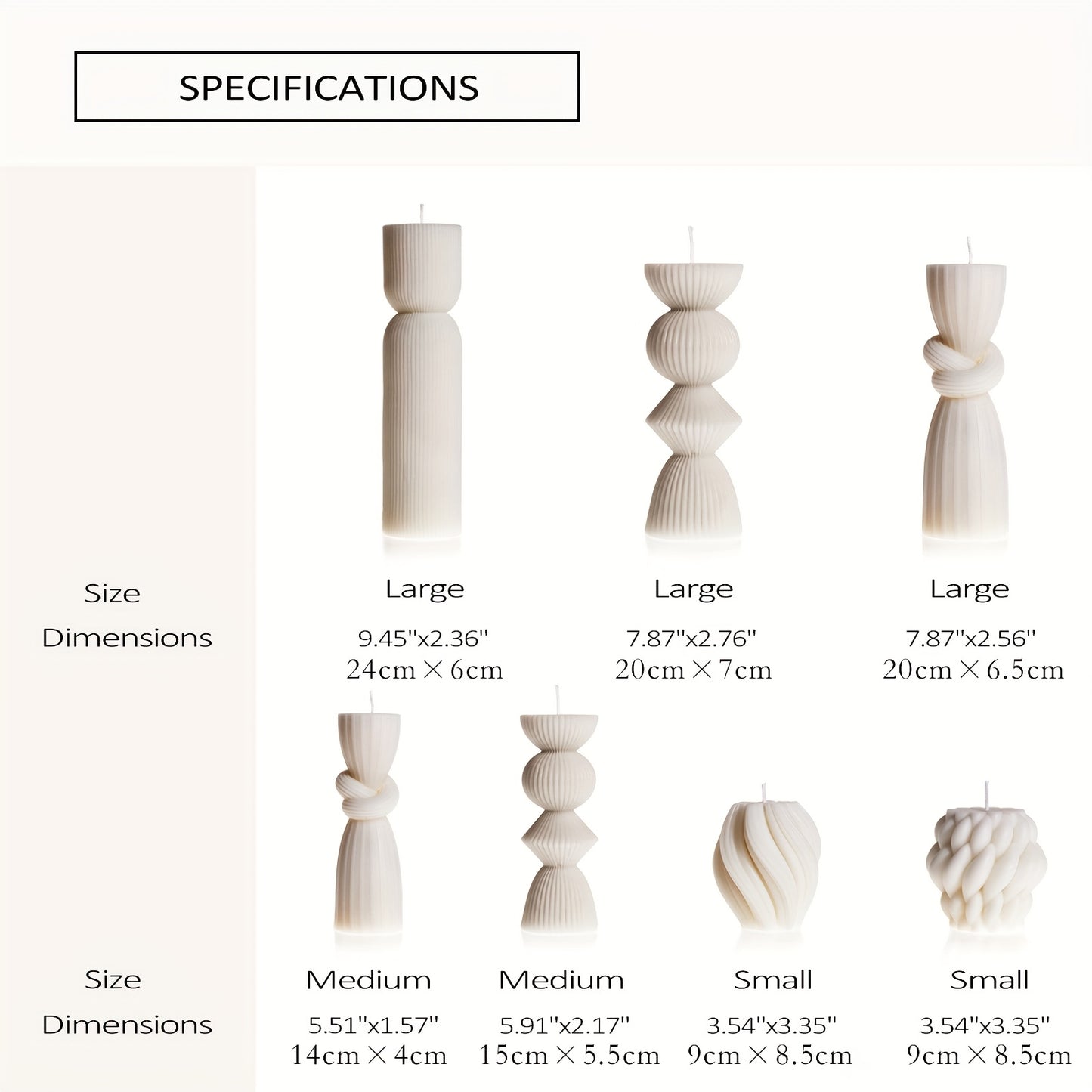 7-Pack Large Ribbed Pillar Candles - Soy Wax Handmade Home Decor Candles For Housewarming Gift, Shelf Decor, Wedding, Dining Table Centerpiece