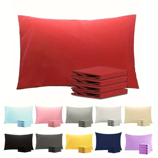 4pcs Softtouch Microfiber Pillowcases - 90Gsm Brushed Wrinkle & Envelope Closure Pillow Covers, Polyester, Multi-Color Options for All Bed Sizes, 1000Tc