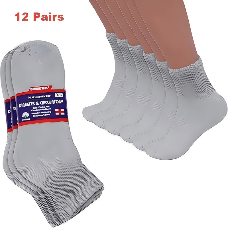 12 Pairs Diabetic Low Cut Socks Non Binding Cushioned Seamless