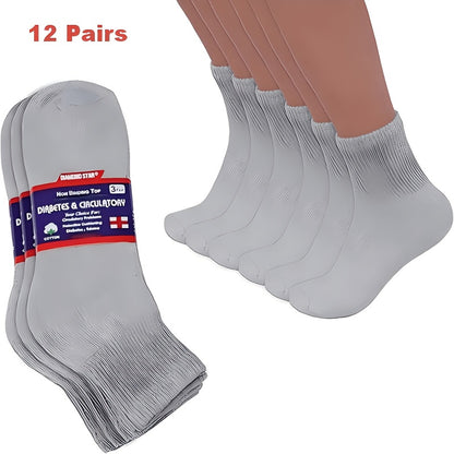 12 Pairs Diabetic Low Cut Socks Non Binding Cushioned Seamless