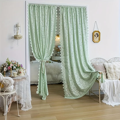1pc Elegant White Phoenix Tail Sheer Curtain - Rod Pocket Design for Living Room, Kitchen, Bathroom | Machine Washable Floral Lace with Eyelet Detailing | Perfect for Home Decor And Holidays