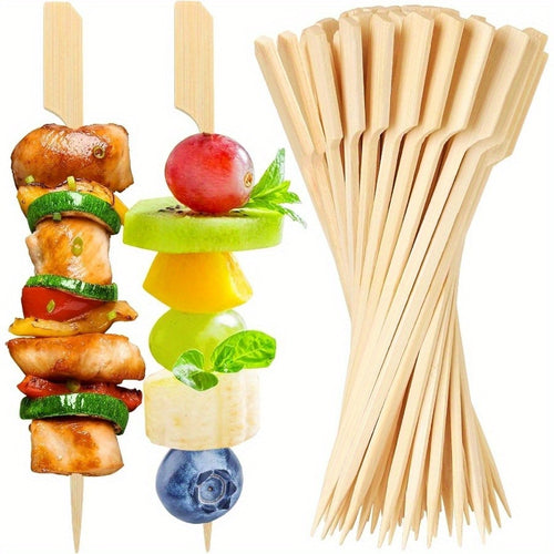 400 Bamboo Skewers for Appetizers, 6-Inch Long Rooster Tail Pick Needle Decorative Toothpicks, Flat Wooden Food Sticks for Party Drink Fruit Barbecue, Appetizer Board Additions