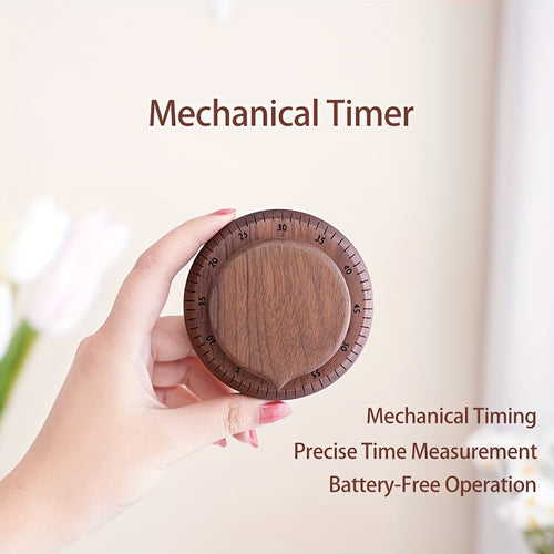 1pc Wooden Kitchen Cooking Timer, Chef Cooking Timer with Loud Alarm Clock, 100% Mechanical Desktop Timer - No Batteries Required