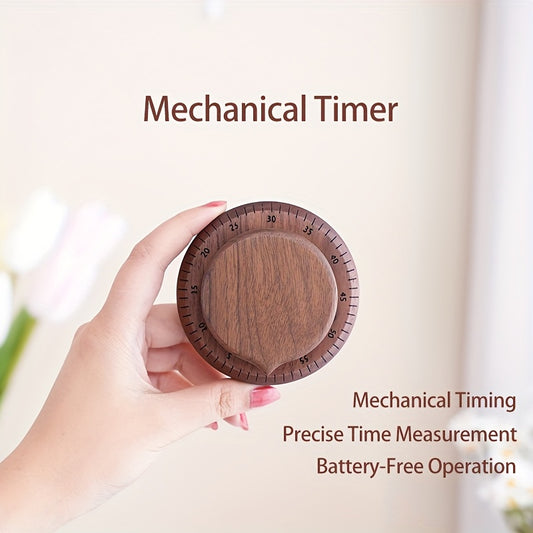 1pc Wooden Kitchen Cooking Timer, Chef Cooking Timer with Loud Alarm Clock, 100% Mechanical Desktop Timer - No Batteries Required