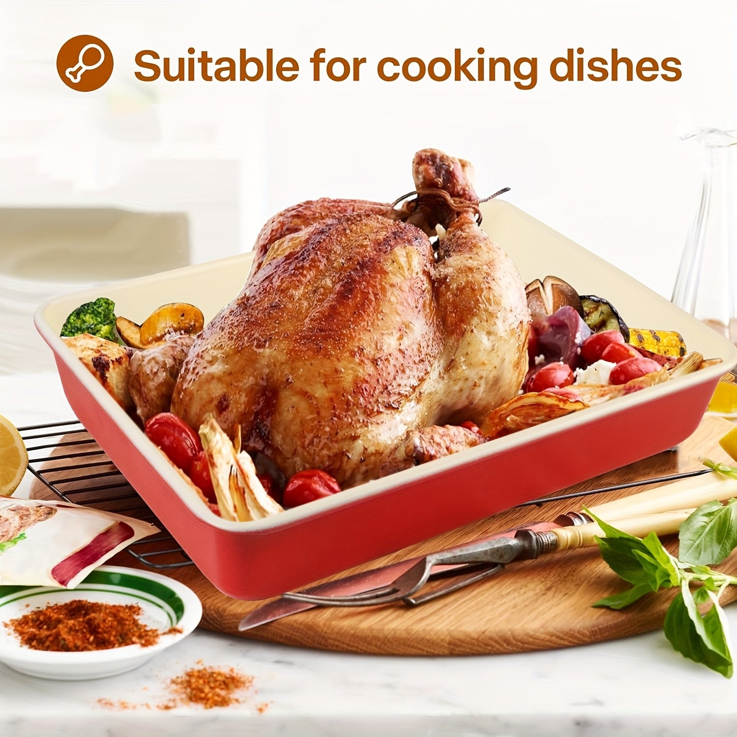 2pcs Baking Pan Set, 13" X 9"Baking Deep Pan, 0.6mm Thick Carbon Steel Cake Pan, Non-Stick Oven-Safe Trays for Baking/Roasting