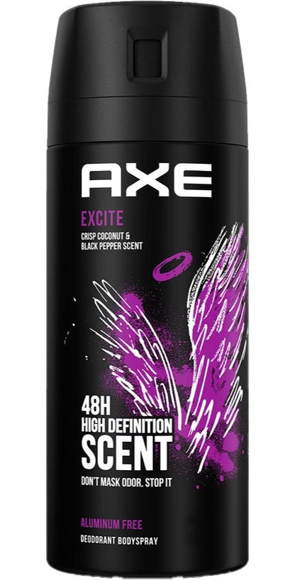 AXE Excite Body Spray x [3 Pack] for Men 150ml / 5.07oz – Warm, Sweet & Spicy Fragrance Mist for Daily Fresh Confidence, Long-Lasting Scent, Easy Spray Can, Perfect for Work, Travel, Gym, and Everyday Lifestyle Use
