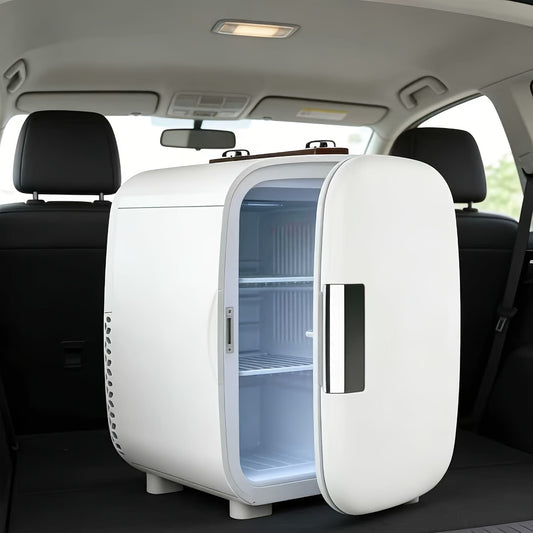 Mini Car Refrigerator, 4 Liter Compact Cooler & Warmer with 120V AC & 12V DC – Portable Mini Fridge for Car, Travel, Outdoor, Bedroom and Home Use, Available in Red and White