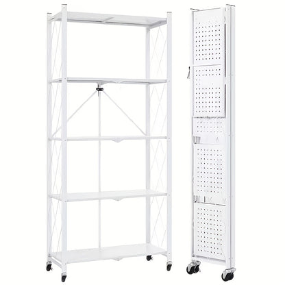 3/4/5 Layer Folding Storage Rack, No Installation, with Wheels, Can Move Freely, Suitable for Living Rooms, Kitchens, Garages, Study Rooms, Basement Storage Rooms, Practical Shelves, Multi-Tier Office Storage Rack Standing Shelf, Standing Shelf