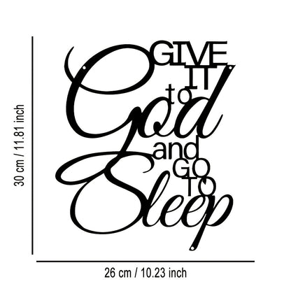 1pc Elegant Iron Metal Sign "Give it to God and Go to Sleep" - Classic Inspirational Wall Art for Home, Office, Bedroom, Cafe, Bar - No Electricity Needed, Wall-Mounted Decor for Housewarming, Holidays, Birthdays & Antique Collectors, Motivational Signage