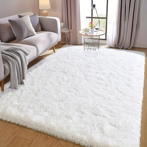 1pc White Fluffy Soft Living Room Large Carpet, Decorative Carpet, Suitable for Bedroom Dormitory, Washable Plush Carpet, Non-Slip Durable High Pile Carpet, Thanksgiving Gift, Christmas Gift