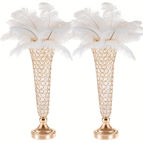 2pcs/ 10pcs Crystal Trumpet Floral Vase - Centerpieces for Wedding Table, Wrought Crystal Vase, Flower Vases for Party Dinner Centerpiece Event, Anniversary Ceremony Birthday Home Decoration