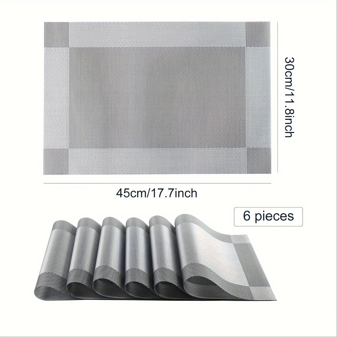 6 Pack, Place Mats for Kitchen Dining Table, Heat-Resistant Anti-Skid Stain Washable PVC Table Mats, Easy to Cleaning Vinyl Dinner Mats(Golden, Brown, Silvery), 11.8inch*17.7inch