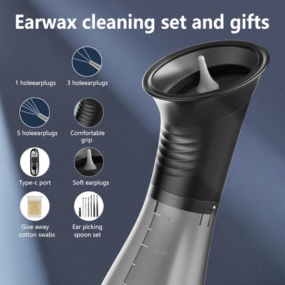 Electric Ear Wax Removal Kit with One-Piece Waste Tank – Water Temperature Sensor, 2000mAh Battery, LED Power Display, Professional Safe Ear Irrigation Cleaner