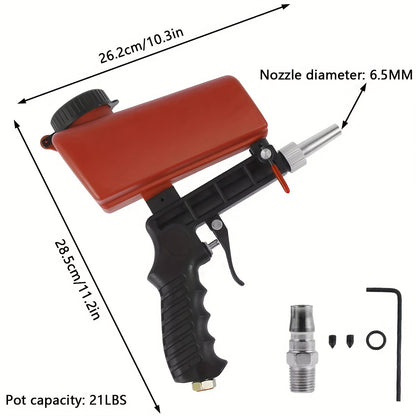 1pc 90Psi Adjustable Sandblasting Gun, Portable Gravity Pneumatic Adjustable Small Air Blasting Derusting Sandblasting Sand Removal Blasting Power Machine