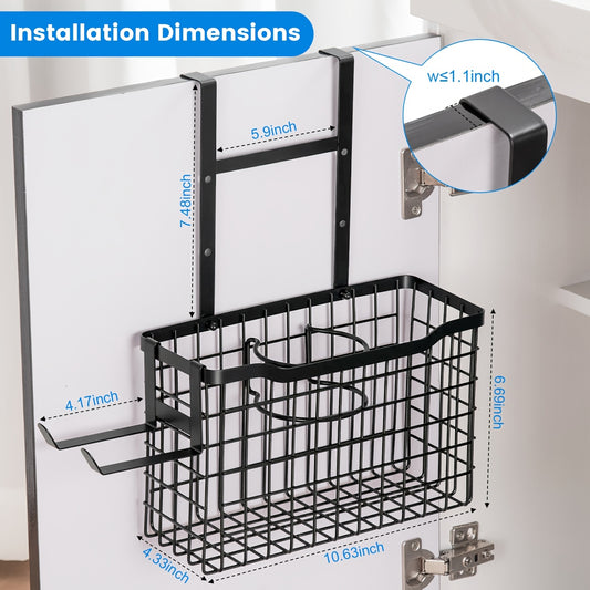 Bathroom Trays Hair Tool Organizer - Hair Dryer Holder 3 Adjustable Height, Bathroom Organizer Cabinet Door/Wall Mounted for Hair Dryer, Curling Iron, Hair Straightener, Brush (Black), Shelves, Bathroom Trays